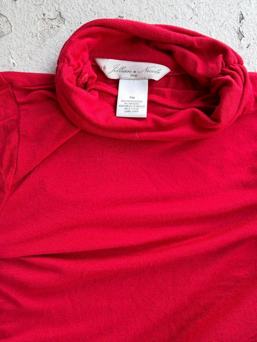 JILLIAN NICOLE Scarlet Red Ruched Turtleneck Cowl Layer Pullover LS Top PM Pop!